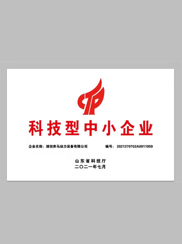 科技型中小企業證書